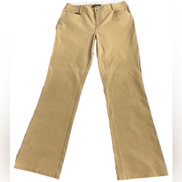 Lauren Ralph Lauren Petite Khaki Pants Women’s 8P Straight Leg Cotton NEW - Picture 1 of 8